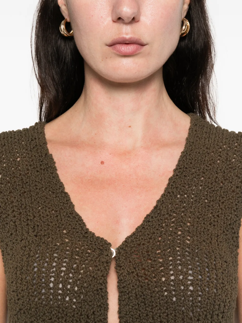 Open Yy V-neck Knit Vest In Animal Print