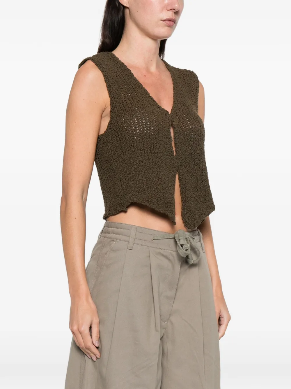 Open Yy V-neck Knit Vest In Animal Print