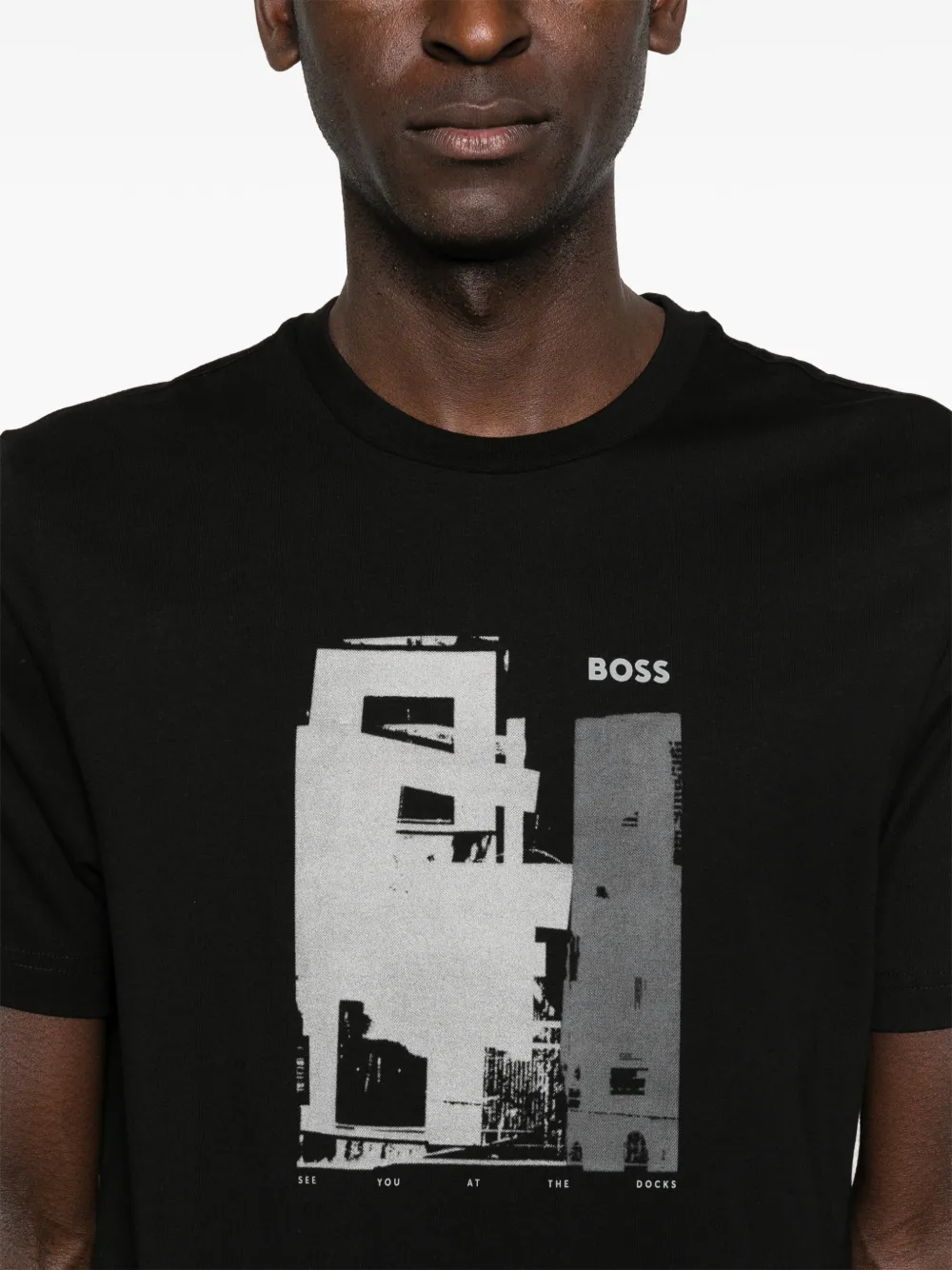 BOSS T-shirt met grafische print Zwart