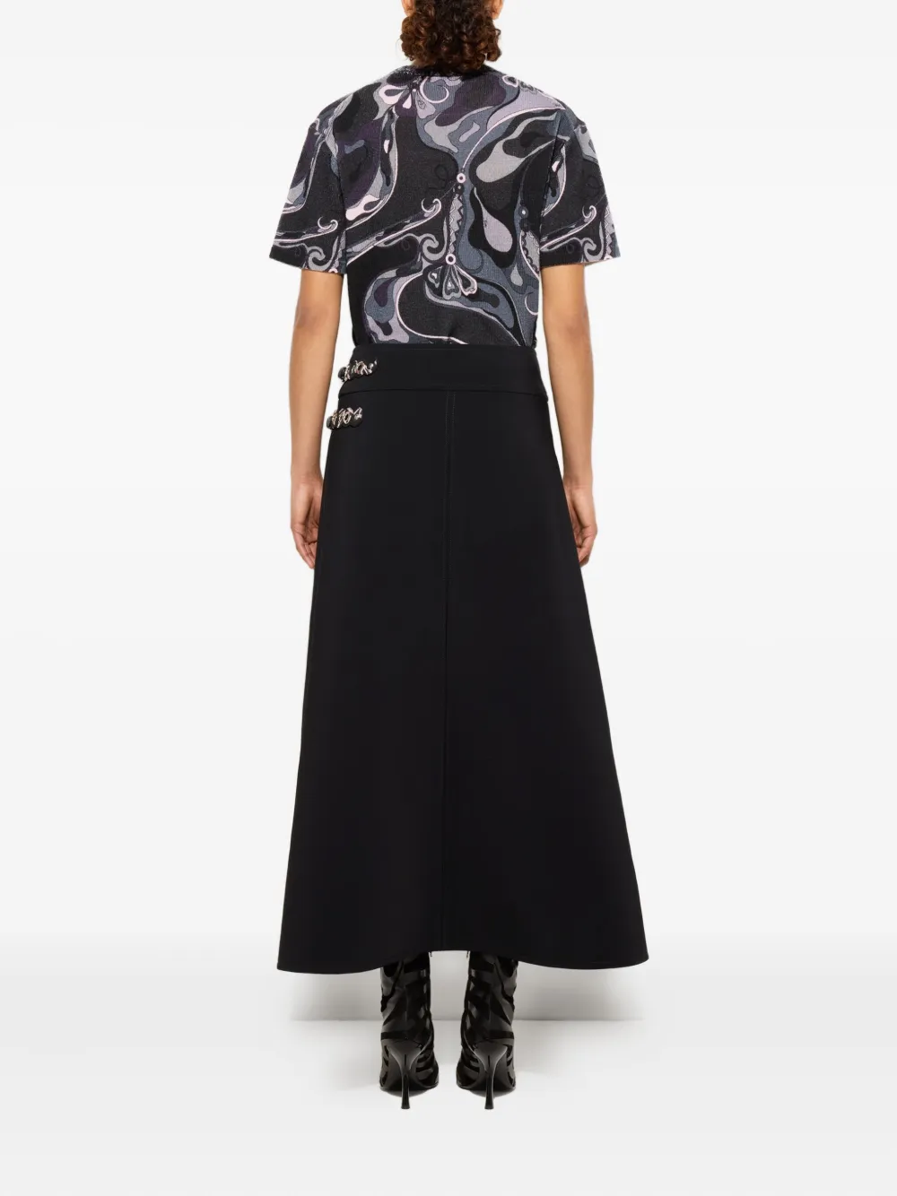 Pucci Orchidee Print Wool T-shirt In Black