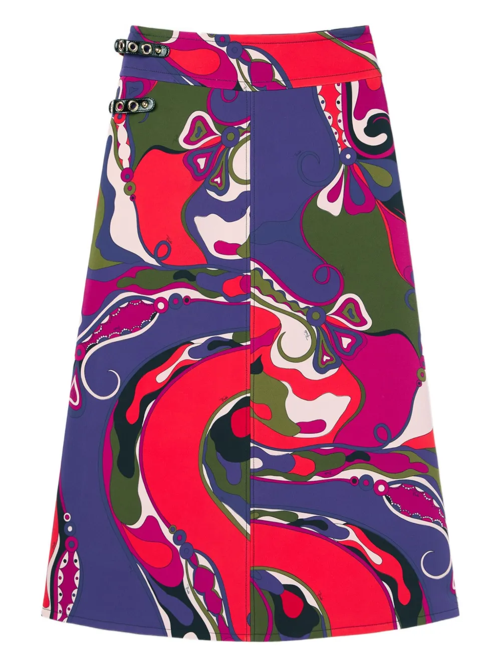 Pucci Orchidee Print Buckle Midi Skirt In Purple