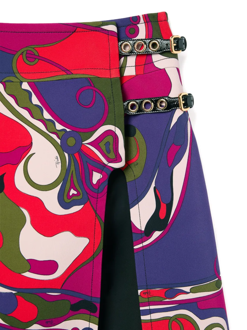 Pucci Orchidee Print Buckle Midi Skirt In Purple
