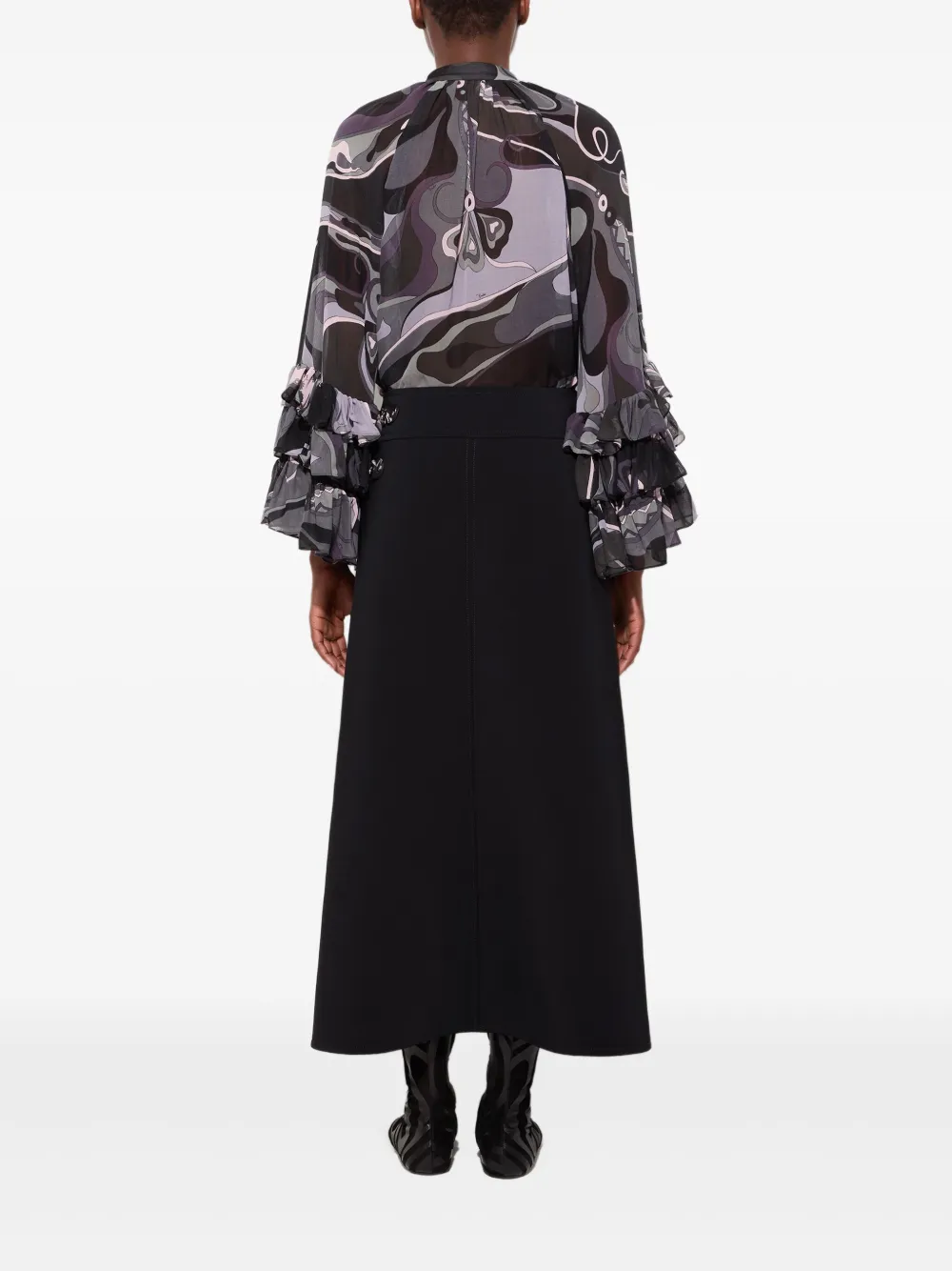 PUCCI Midi-rok met print en split Zwart