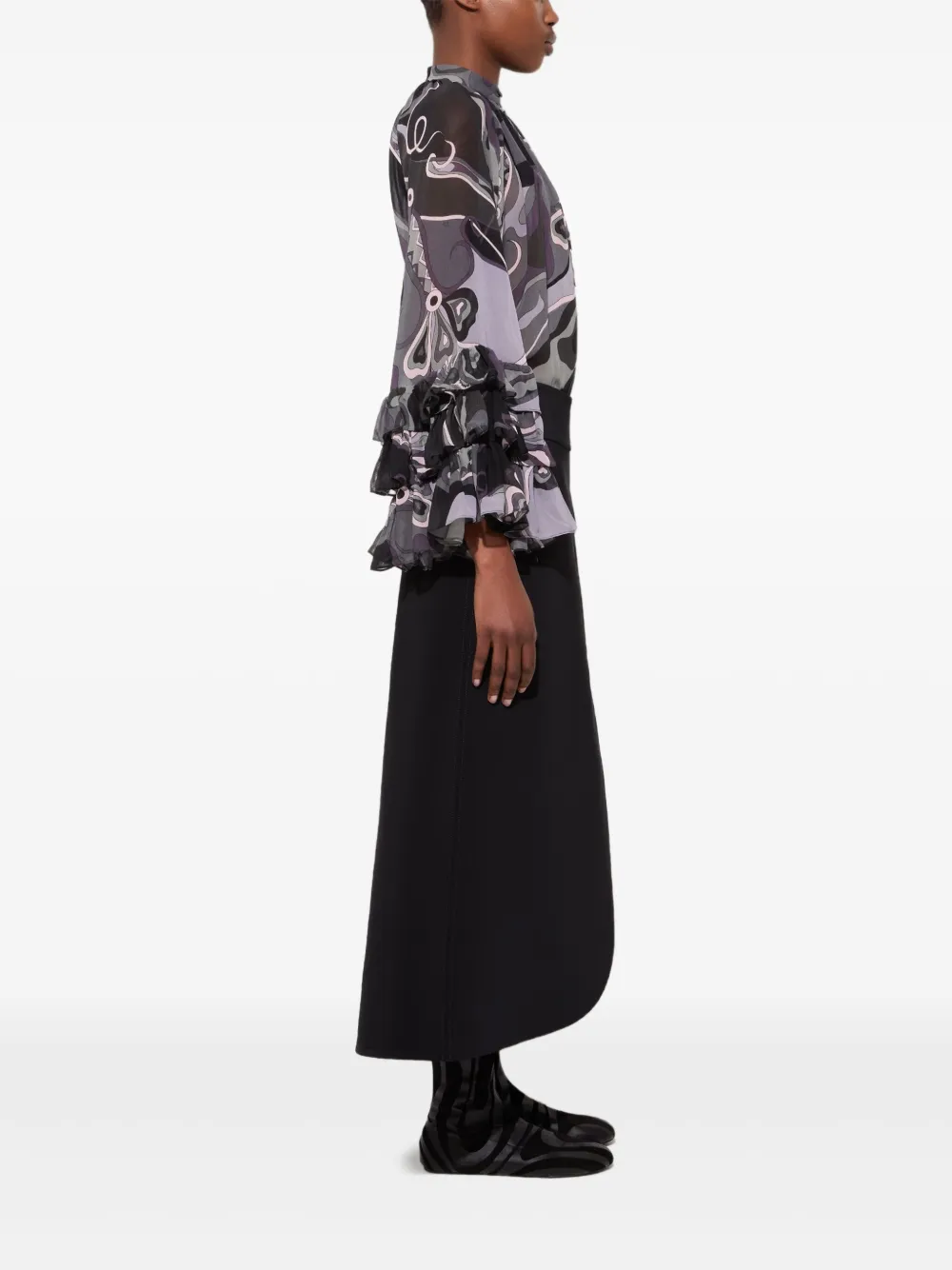 PUCCI Midi-rok met print en split Zwart