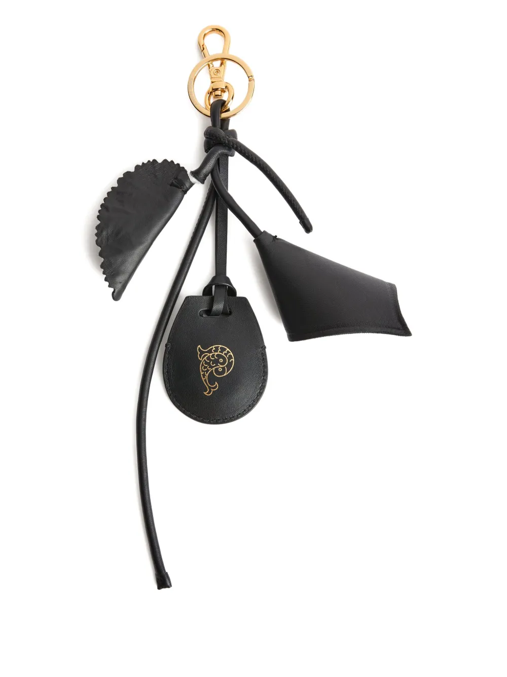 Pucci Leaf Charm Keyring Tag Holder In Black