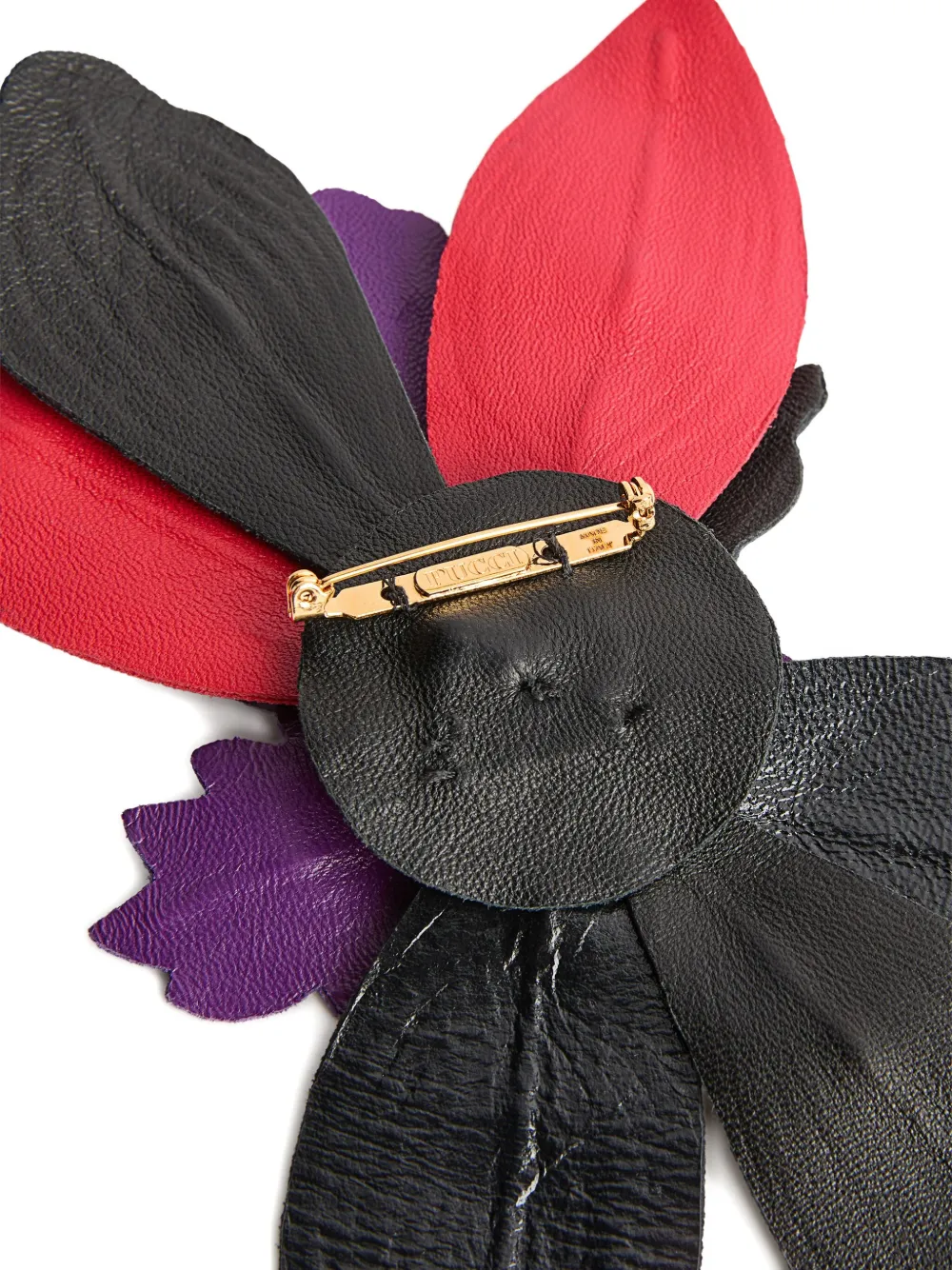 Pucci Leather Flower Brooch In Multi
