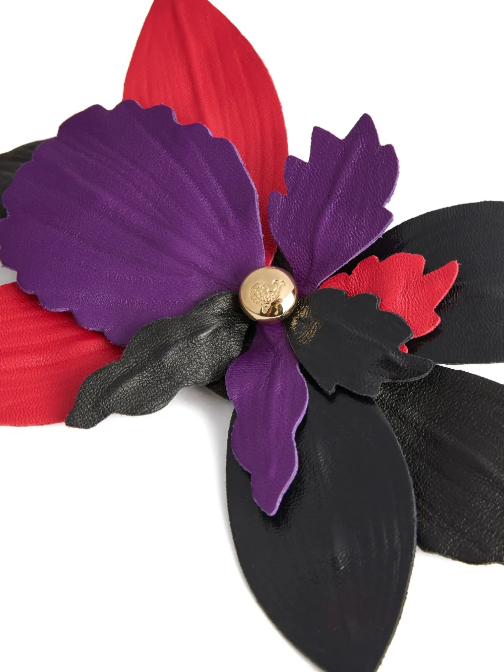 Pucci Leather Flower Brooch In Multi