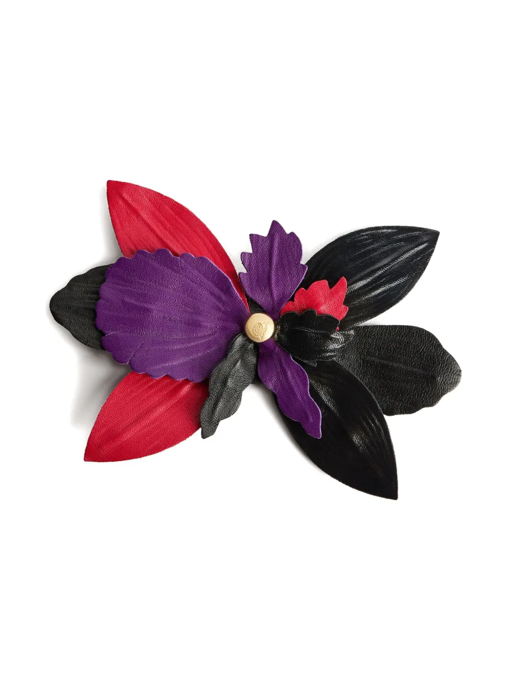 Pucci Leather Flower Brooch In Multi