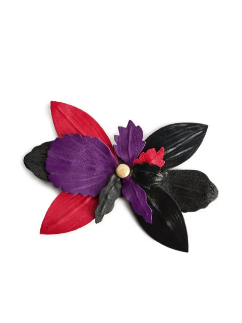 PUCCI leather flower brooch