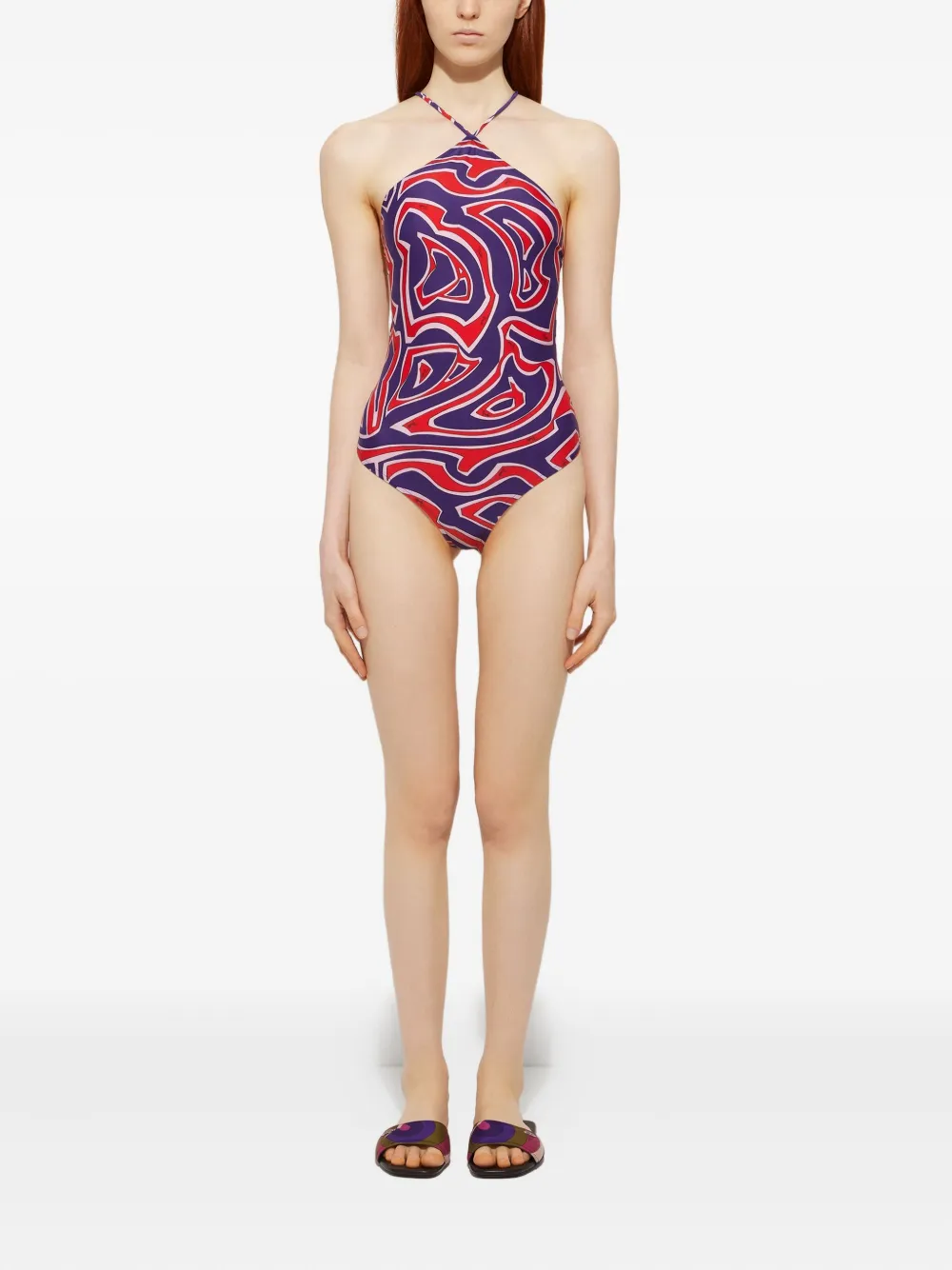 Pucci Labirinto Print Swimsuit In Purple