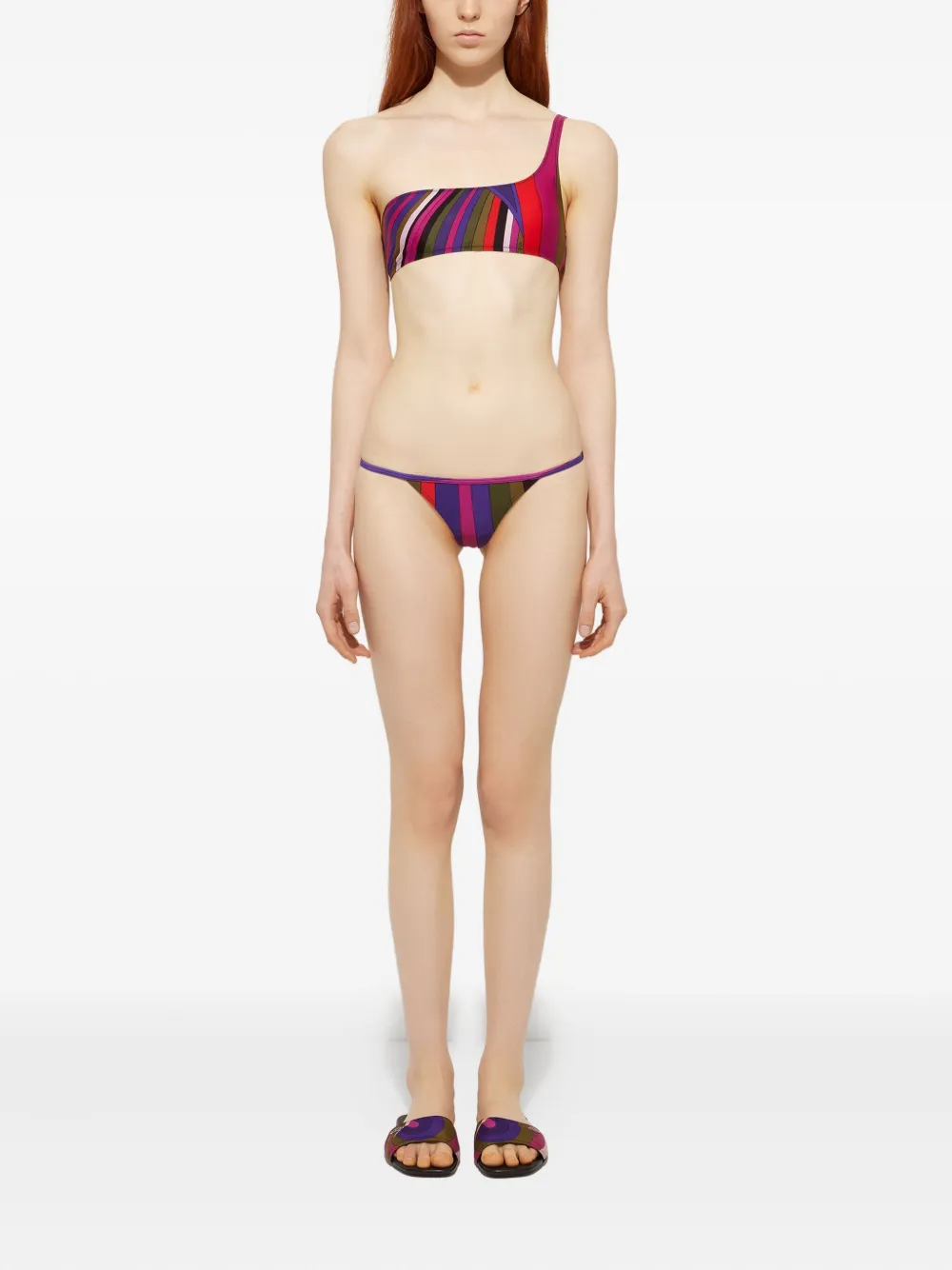 Pucci Print One-shoulder Bikini Top In Multi