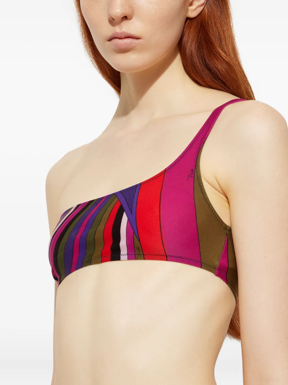 Pucci Print One-shoulder Bikini Top In Multi