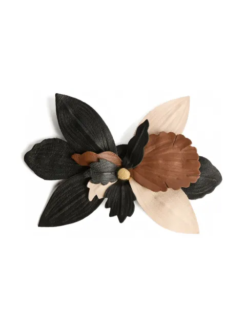 PUCCI leather flower brooch