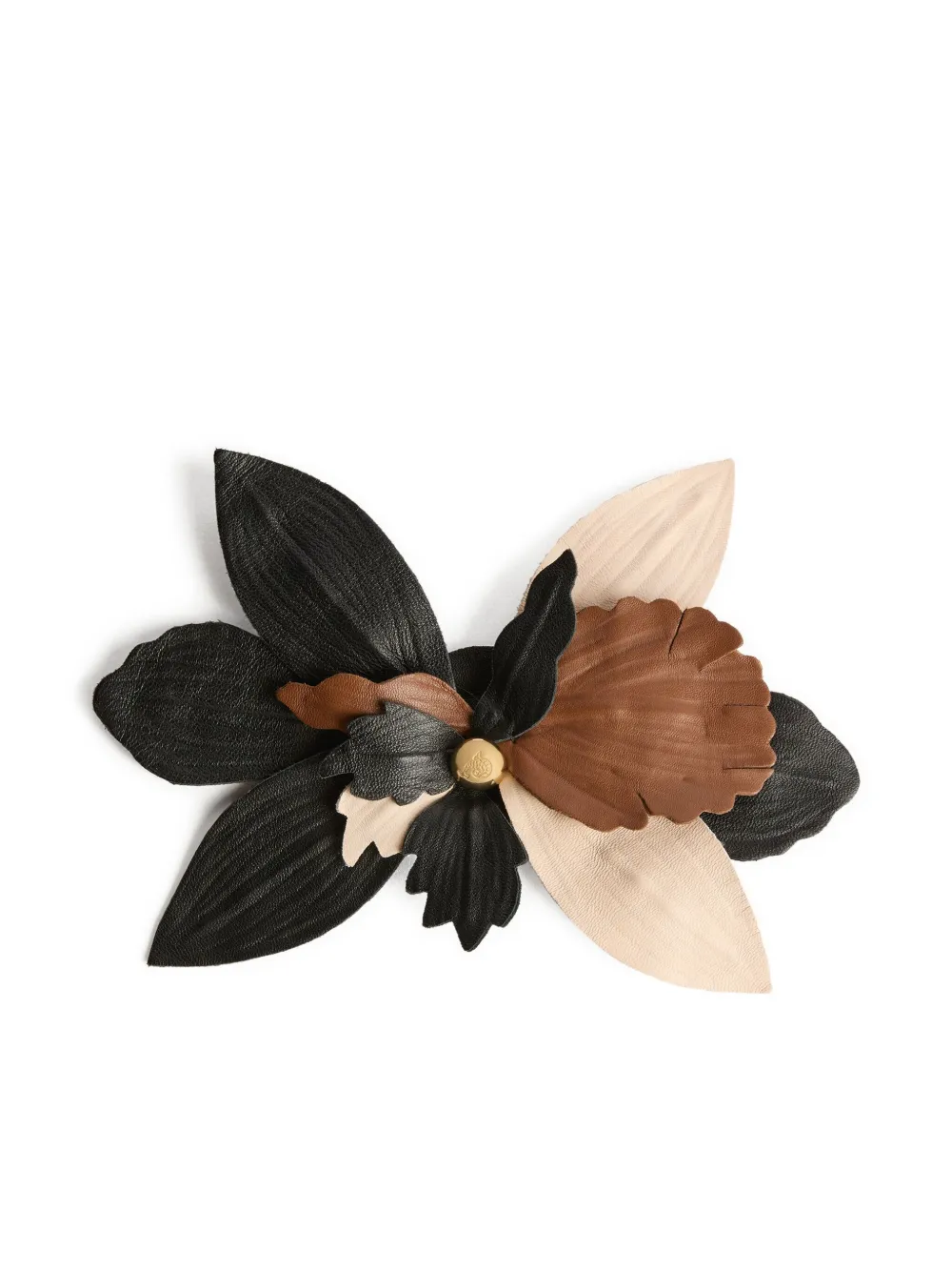 PUCCI broche fleur en cuir | noir | Image 1