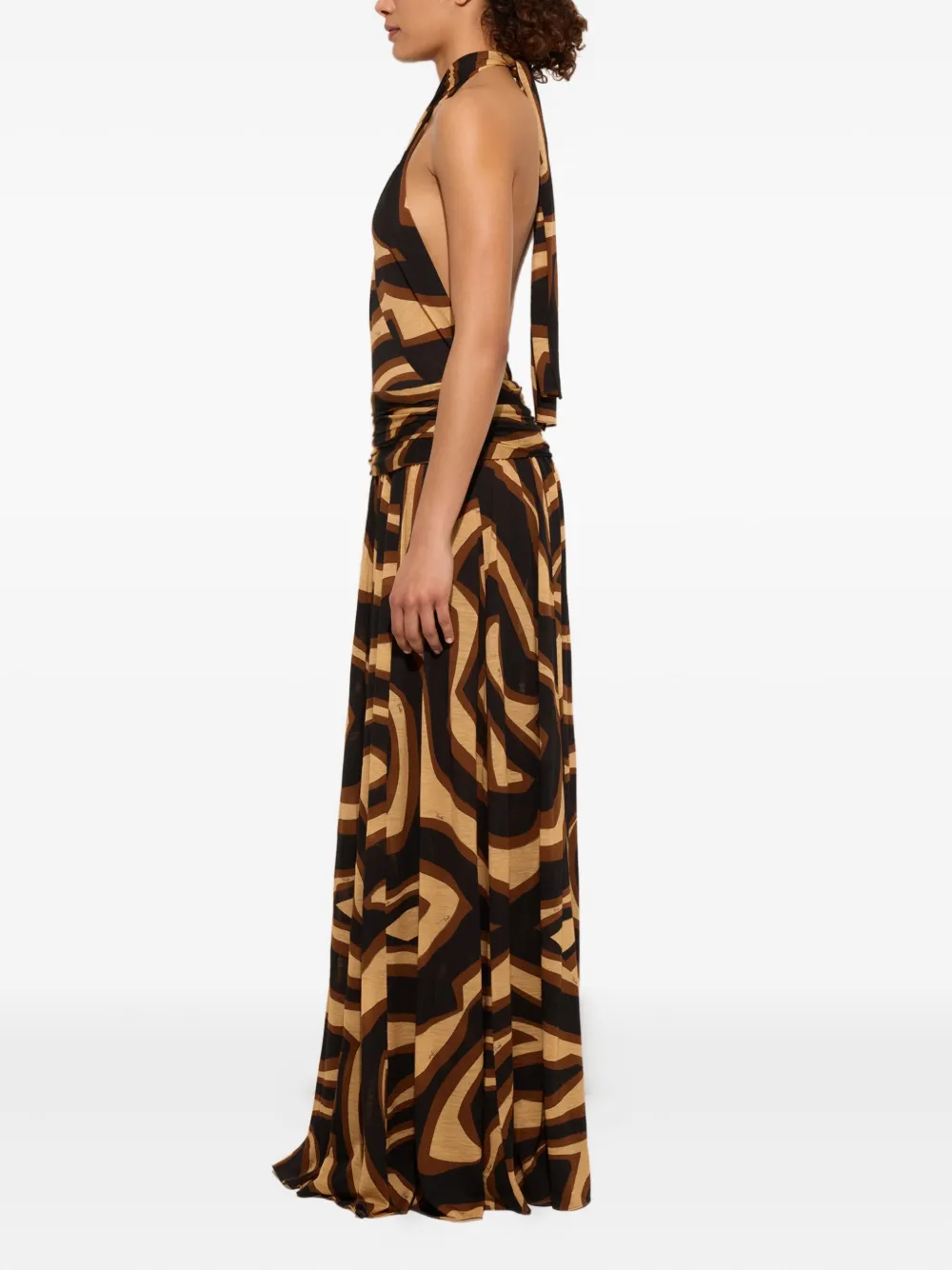 Pucci Labirinto Print Sleeveless Dress In Brown