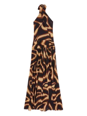Elie Saab zebra-print Silk Dress | Black | FARFETCH GE