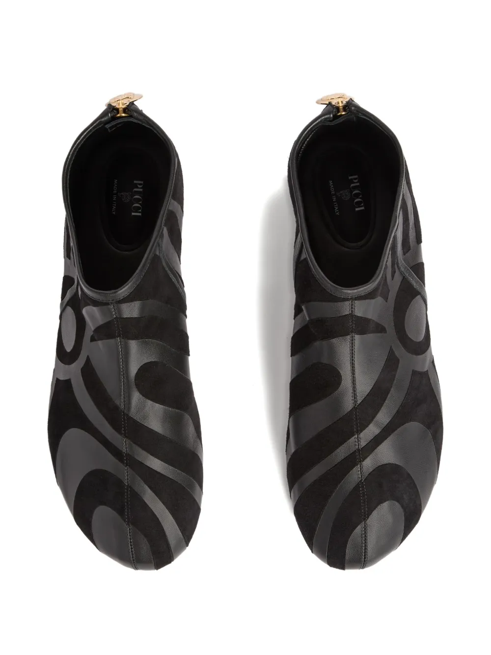 Pucci Print Zip Flat Shoes In Black