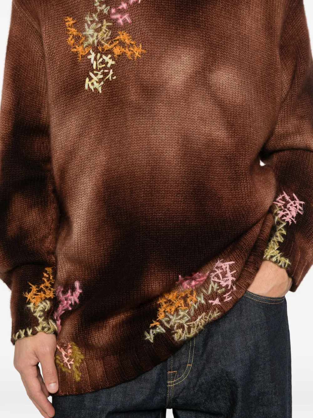 A.N.G.E.L.O. VINTAGE UPCYCLING Pre-owned Angelo Vintage Upcycling Embroidered Sweater In Brown