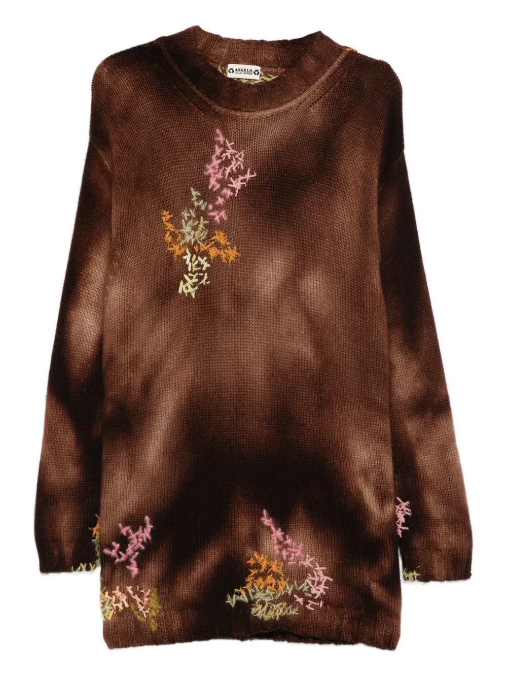 Pre-owned A.n.g.e.l.o. Vintage Upcycling Angelo Vintage Upcycling Embroidered Sweater In Brown