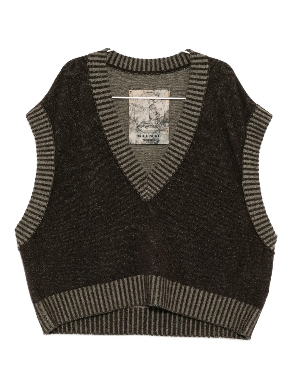 Ziggy Chen sleeveless v-neck vest - Marrone