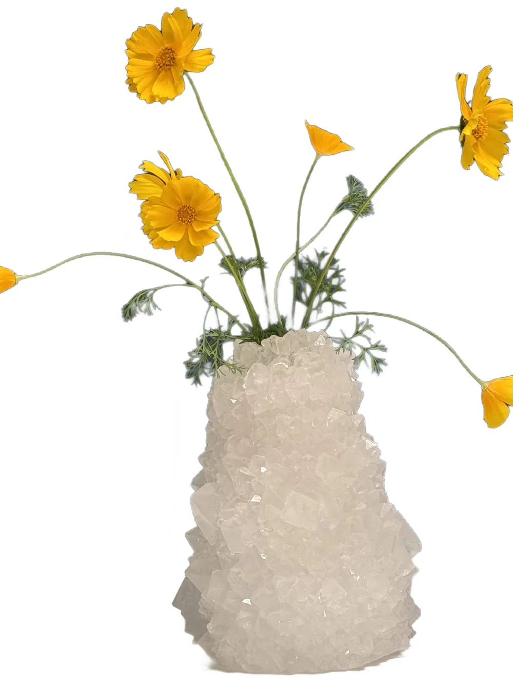 Mineral Series Small Crystal Vase (22cm X 12cm) In White
