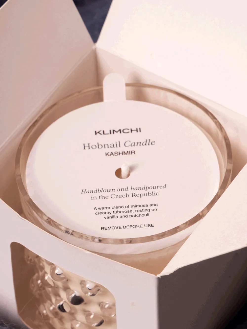 Klimchi Hobnail Candle (180g) In White