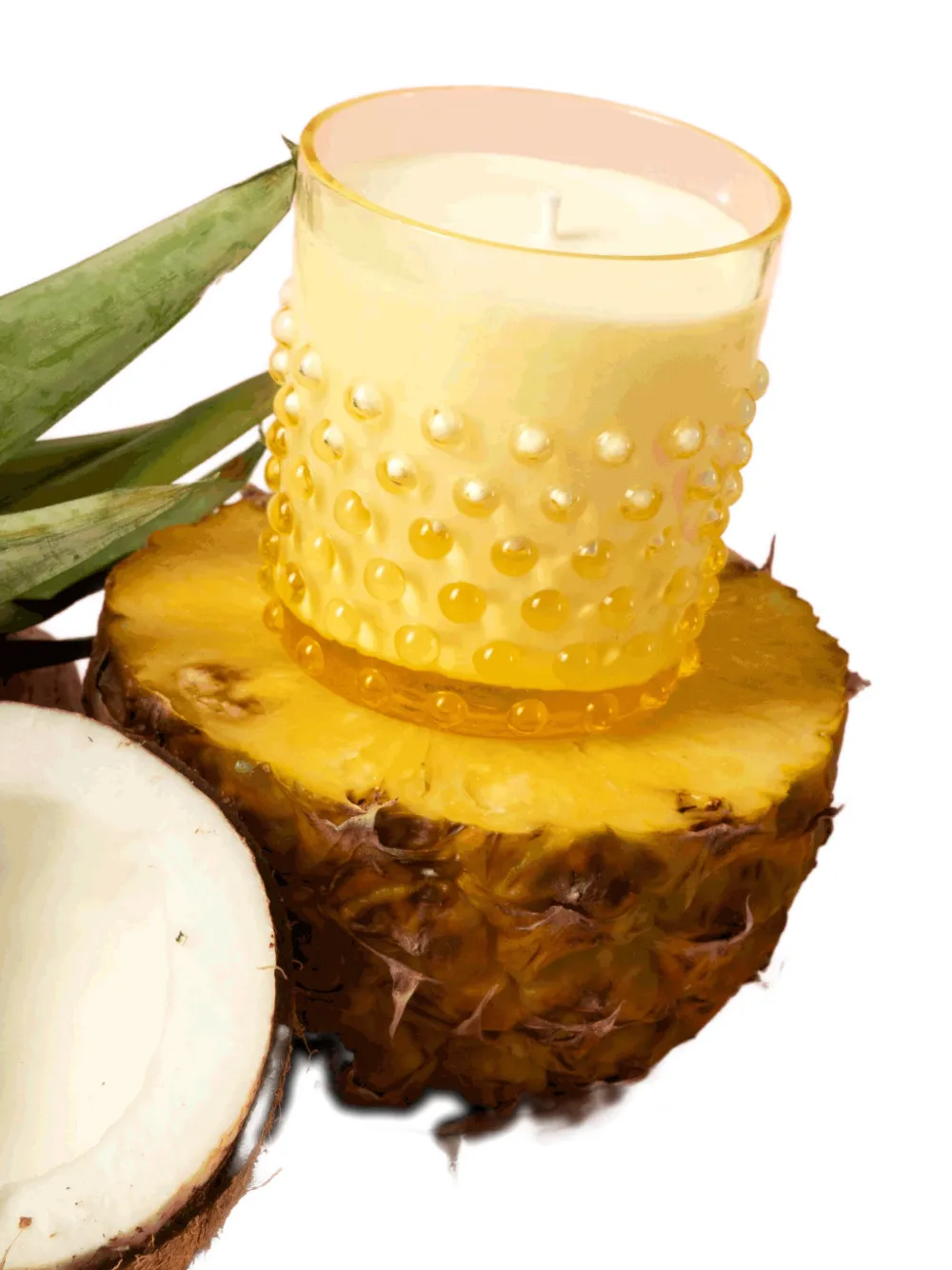 Klimchi Hobnail Piña Colada Candle (180g) In Yellow