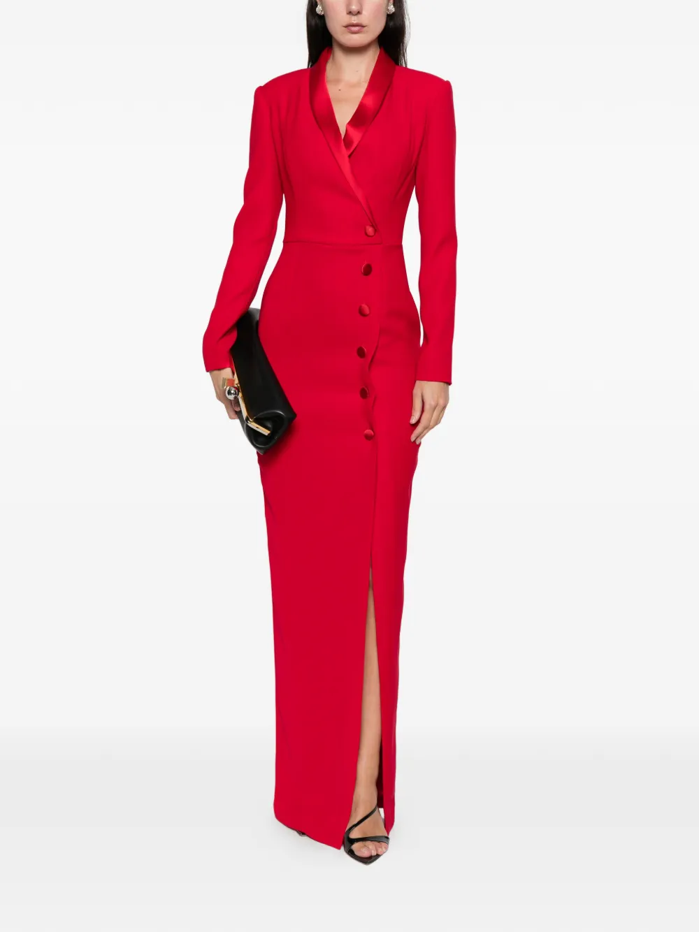 SILK LOVE & LACE Scarlet button maxi dress - Rood