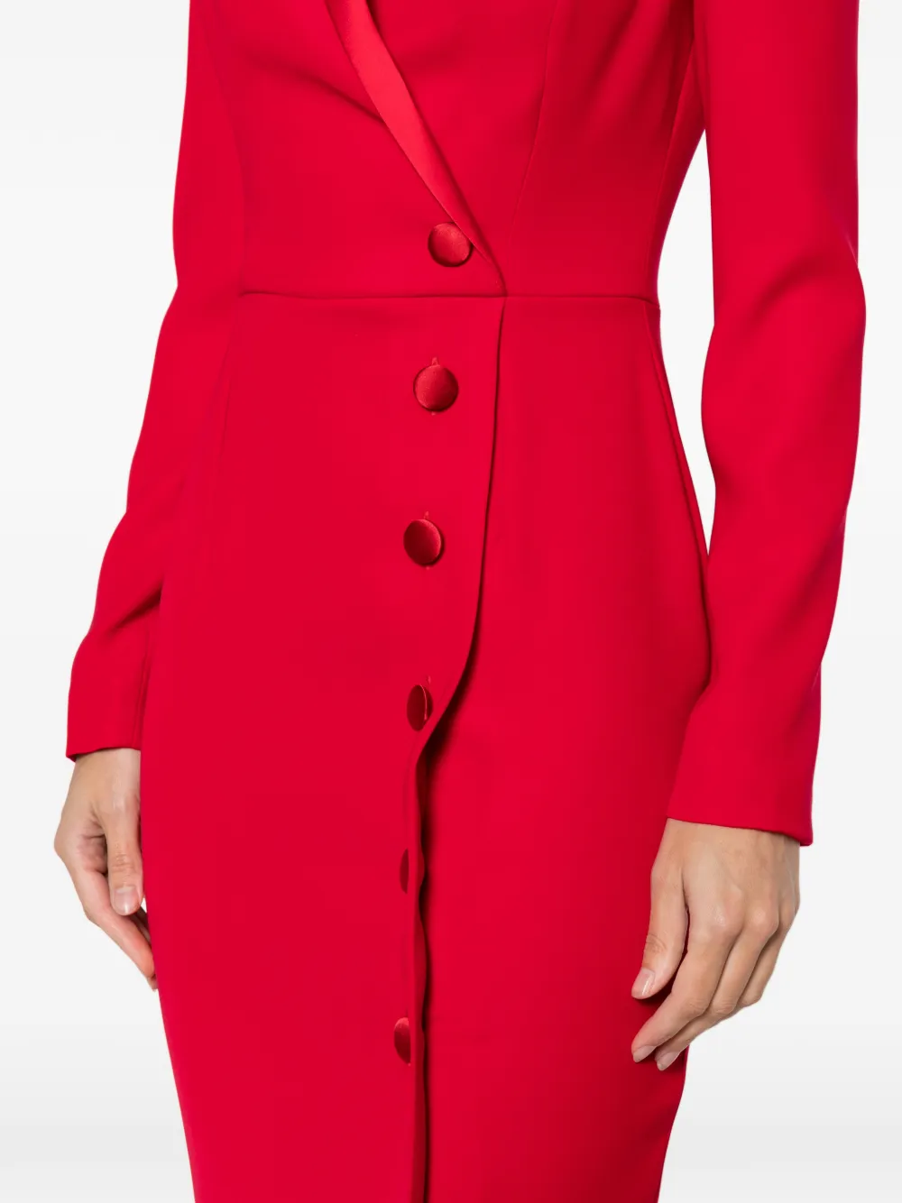 SILK LOVE & LACE Scarlet maxi-jurk met knopen Rood