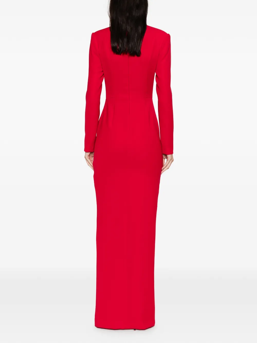 SILK LOVE & LACE Scarlet maxi-jurk met knopen Rood