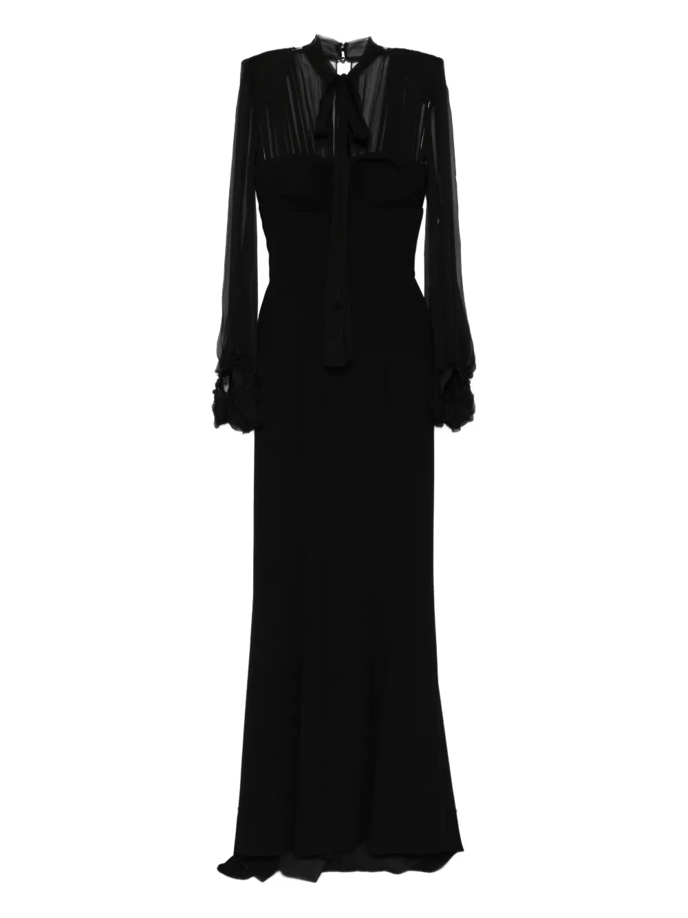 Silk Love & Lace Margot Long-sleeve Maxi Dress In Black