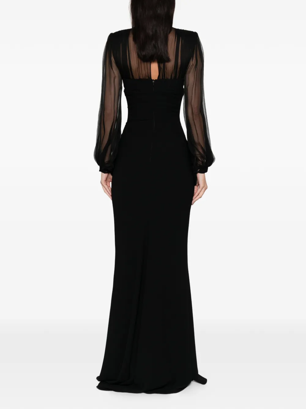 Silk Love & Lace Margot Long-sleeve Maxi Dress In Black
