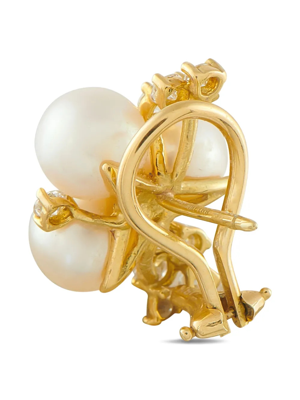 LB EXCLUSIVE Pre-owned 18k Yellow Gold Diamond And Pearl Earrings