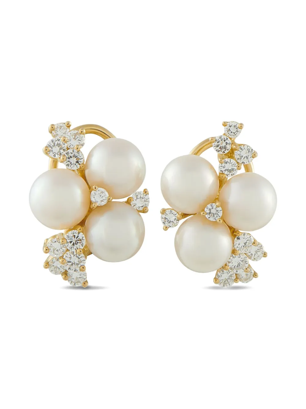 LB EXCLUSIVE Pre-owned 18k Yellow Gold Diamond And Pearl Earrings