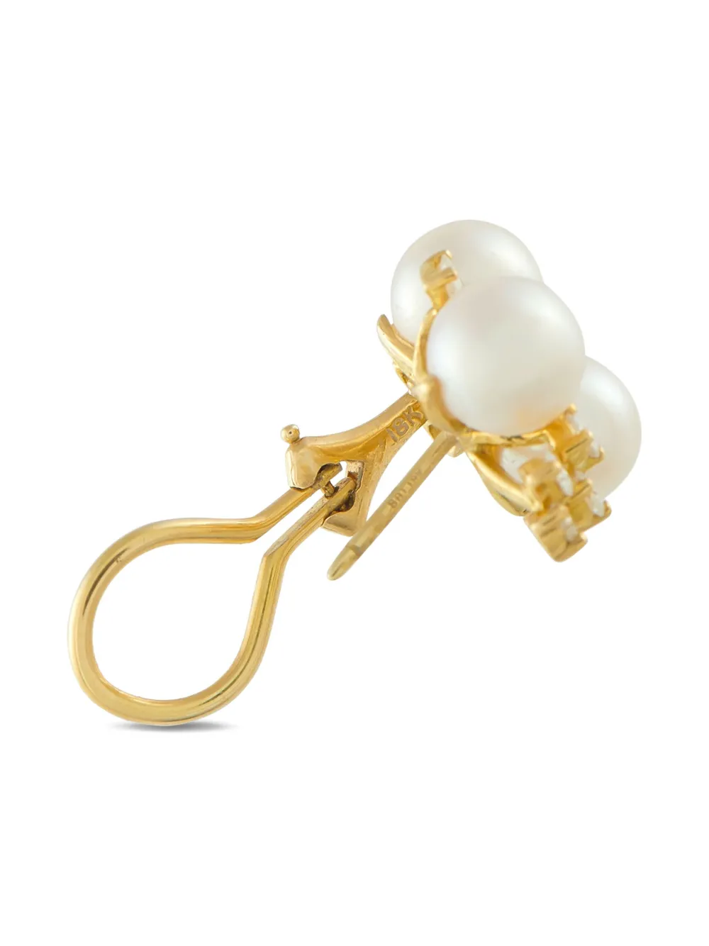 LB EXCLUSIVE Pre-owned 18k Yellow Gold Diamond And Pearl Earrings