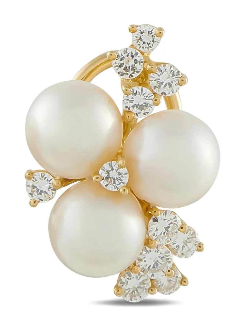 LB EXCLUSIVE Pre-owned 18k Yellow Gold Diamond And Pearl Earrings