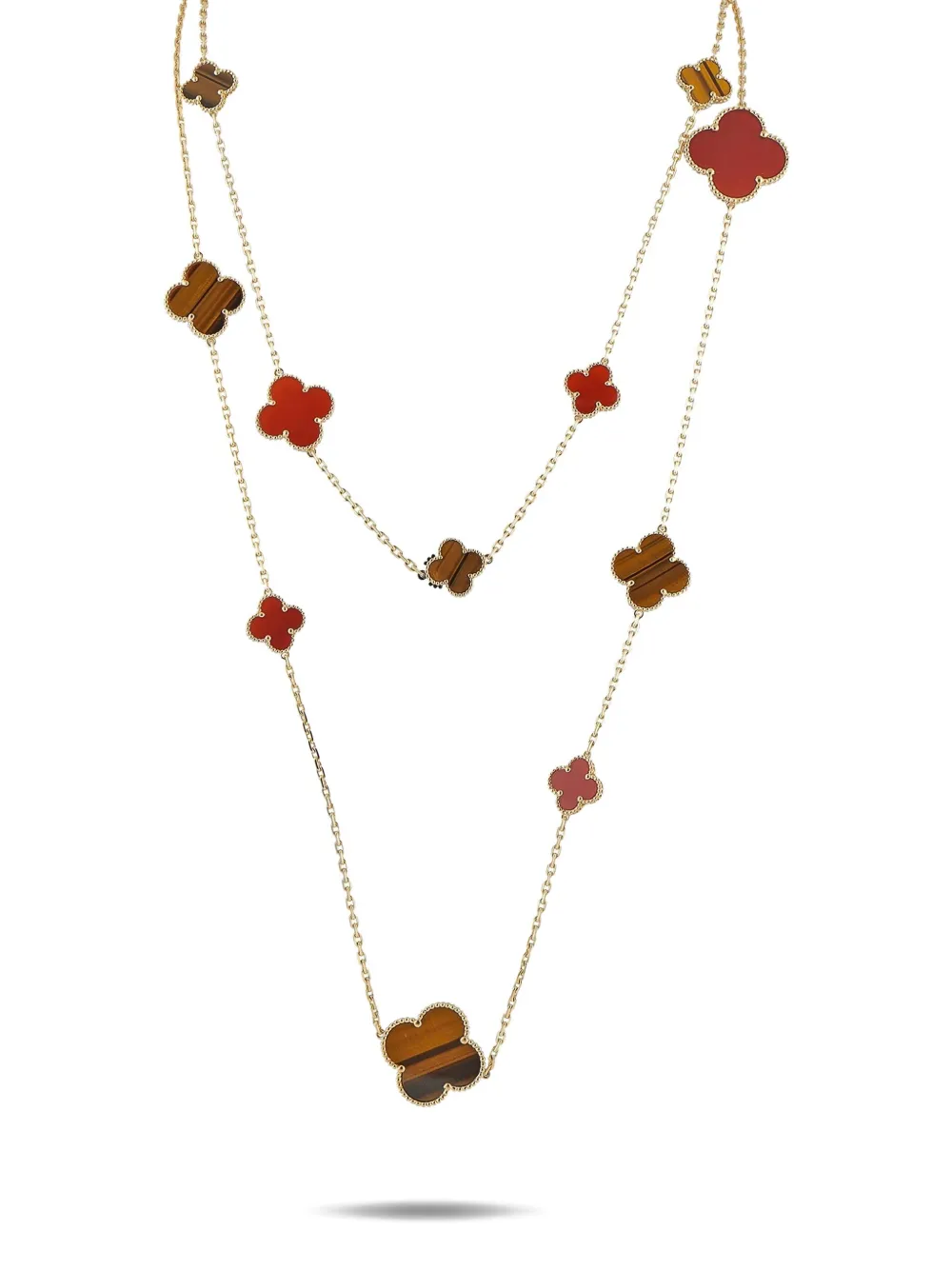 Van Cleef & Arpels 18K yellow gold Alhambra Carnelian and Tiger's eye necklace - Oro