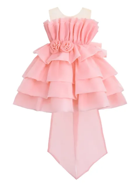 Tulleen tiered-ruffled sleeveless party dress