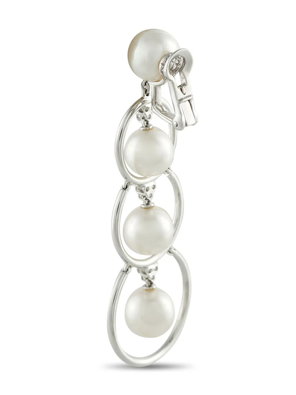  Assael 18k White Gold Prince Dimitri Diamond And Pearl Earrings - Silver 