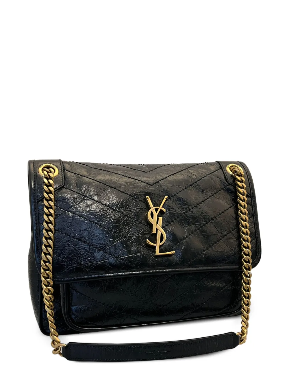 Saint Laurent Niki chevron chain shoulder bag - Black