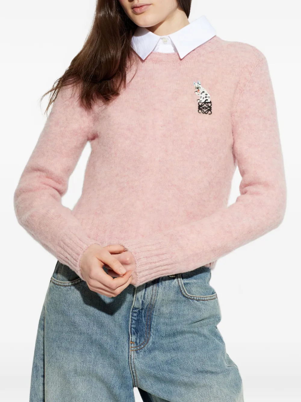  Loewe Pull à Col Rond - Rose 