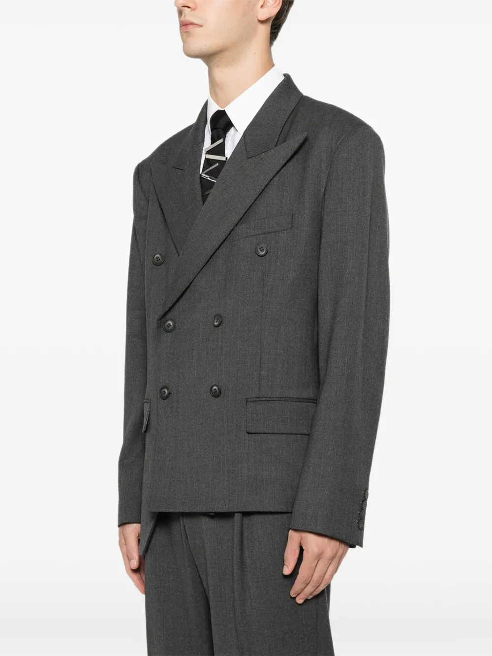  Medeea Trapezoid Asymmetrical Blazer - Grey 