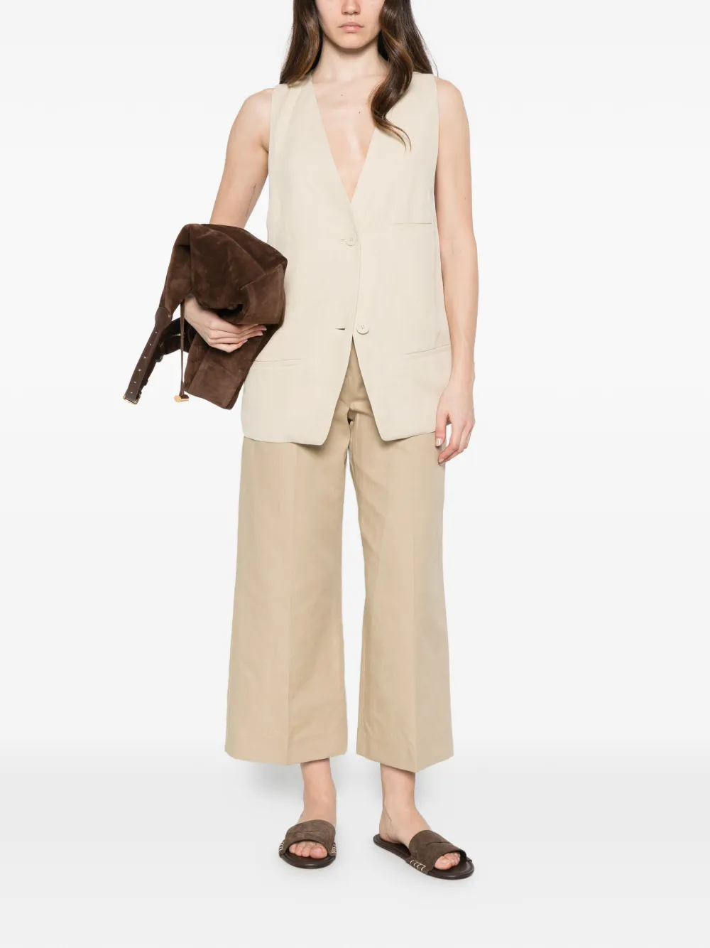 Weekend Max Mara Broek met riemlussen Beige
