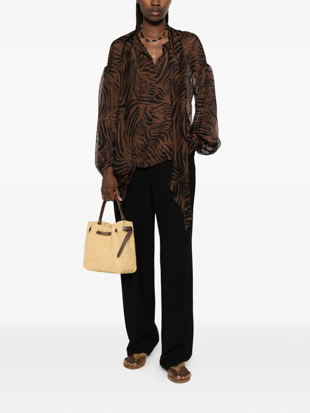 Max Mara Overhemd met satijnen afwerking Bruin