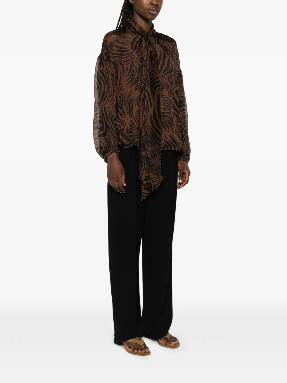 Max Mara Overhemd met satijnen afwerking Bruin
