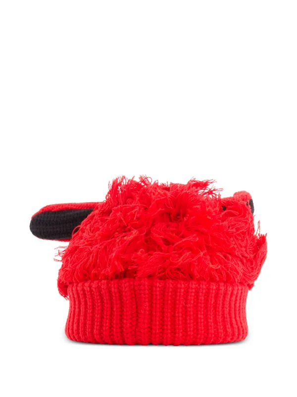 Charles Jeffrey Loverboy shaggy-ears Ribbed Hat | Red | FARFETCH