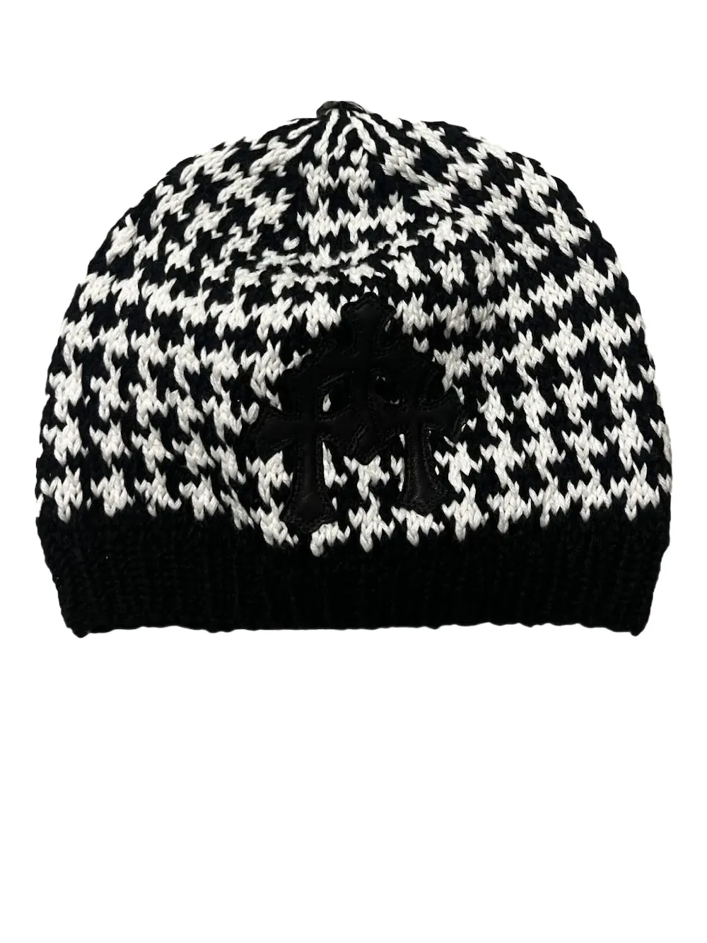 Chrome Hearts triple cross houndstooth beanie | Black | Image 1