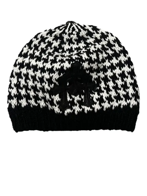 Chrome Hearts triple cross houndstooth beanie