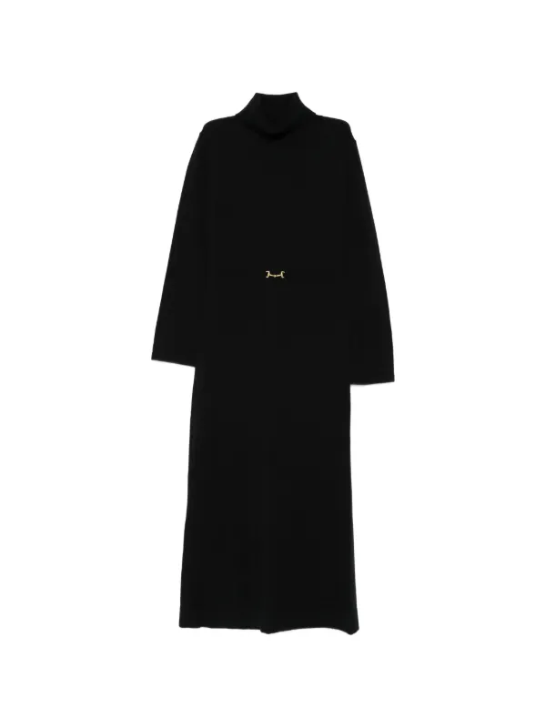Rixo Elliettebit Detail Roll-neck Maxi Dress in Black