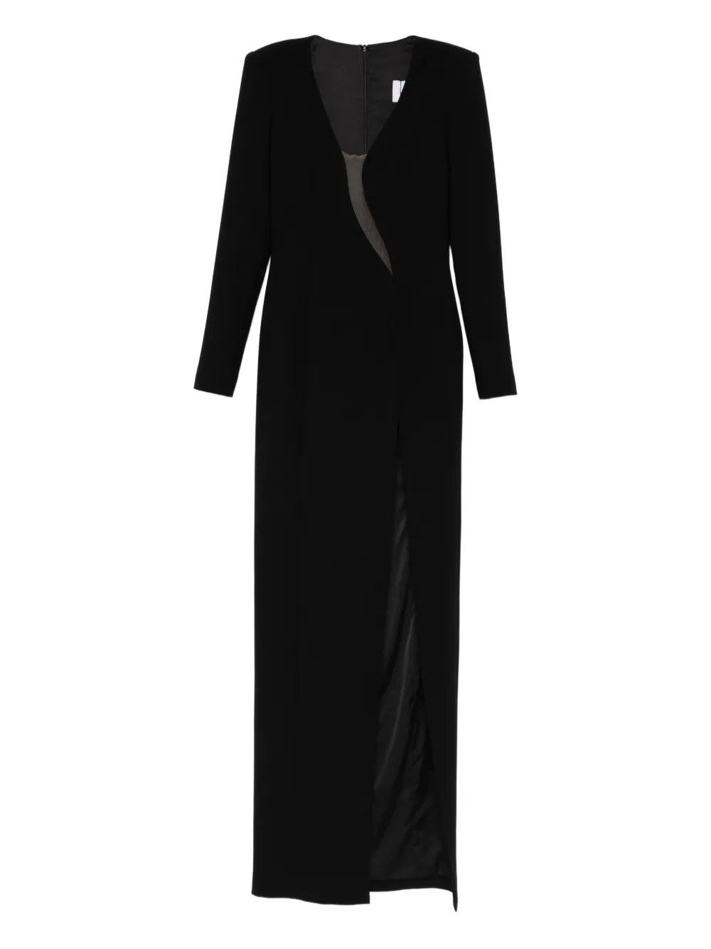 SILK LOVE & LACE Monalisa long-sleeve maxi dress - Nero
